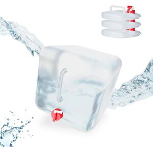Relaxdays Foldable Water Canister 5/10/15/20L 4-Pack transparent/red Relaxdays Foldable Water Canister 5/10/15/20L 4-Pack transparent/red