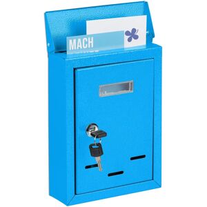 Relaxdays Blue Wall-Mounted Mailbox with Lock - 26.5x19x6.5cm Relaxdays Blue Wall-Mounted Mailbox with Lock - 26.5x19x6.5cm