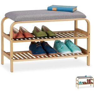 Relaxdays Bamboo Shoe Storage Bench - Natural, 6 Pairs Relaxdays Bamboo Shoe Storage Bench - Natural, 6 Pairs