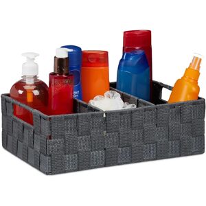 Relaxdays Storage Basket - 3 Compartments, Handles, Gray - Bathroom Organizer Relaxdays Storage Basket - 3 Compartments, Handles, Gray - Bathroom Organizer
