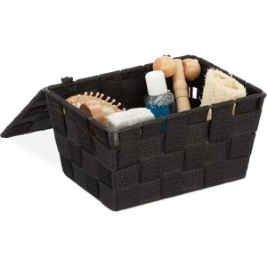 Relaxdays Storage Basket with Lid - Multiuse Plastic Organizer - Black Relaxdays Storage Basket with Lid - Multiuse Plastic Organizer - Black
