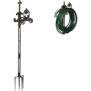 Relaxdays Tuinslanghouder - Gietijzer, 133x24x17 cm - Zwart-Goud Relaxdays Tuinslanghouder - Gietijzer, 133x24x17 cm - Zwart-Goud