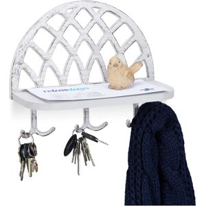 Relaxdays Wall Key Holder with Shelf & Hooks - Vintage, Cast Iron & Wood Relaxdays Wall Key Holder with Shelf & Hooks - Vintage, Cast Iron & Wood