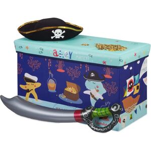 Relaxdays Dark Blue Toy Storage Ottoman - Toy Box & Stool Relaxdays Dark Blue Toy Storage Ottoman - Toy Box & Stool