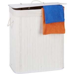 Relaxdays Bamboo Laundry Basket with 2 Compartments - White Relaxdays Bamboo Laundry Basket with 2 Compartments - White