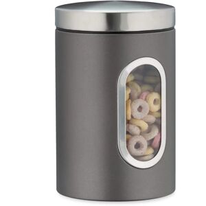 Relaxdays Storage Jar - 1.4L, Gray, Airtight, with Window Relaxdays Storage Jar - 1.4L, Gray, Airtight, with Window