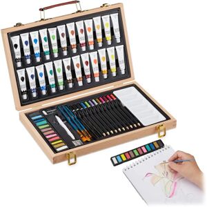 Relaxdays Art Supplies Set - Wooden Case, 56 Pieces - Art Materials Relaxdays Art Supplies Set - Wooden Case, 56 Pieces - Art Materials