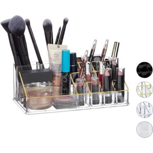 Relaxdays Acrylic Makeup Organizer - 16 Compartments - Gold - Make-up Storage Relaxdays Acrylic Makeup Organizer - 16 Compartments - Gold - Make-up Storage