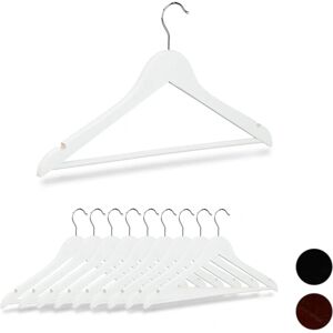 Relaxdays Wooden Hangers Set 10 - Swivel Hooks - Heavy Duty - White Relaxdays Wooden Hangers Set 10 - Swivel Hooks - Heavy Duty - White