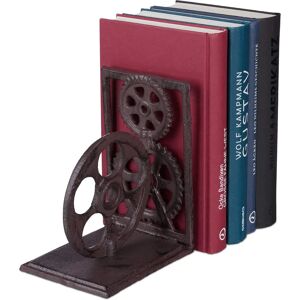 RELAXDAYS Bookend Cast Iron Retro Gear 16x13x10cm Brown RELAXDAYS Bookend Cast Iron Retro Gear 16x13x10cm Brown