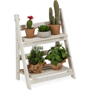 Relaxdays White Foldable Plant Shelf - Indoor/Outdoor Shabby Chic Relaxdays White Foldable Plant Shelf - Indoor/Outdoor Shabby Chic