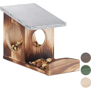 RELAXDAYS Wooden Squirrel Feeder - Weatherproof Metal Roof - Bird Feeder RELAXDAYS Wooden Squirrel Feeder - Weatherproof Metal Roof - Bird Feeder