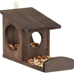 RELAXDAYS Wooden Squirrel Feeder - Hanging, Brown, 17.5x14x25cm RELAXDAYS Wooden Squirrel Feeder - Hanging, Brown, 17.5x14x25cm