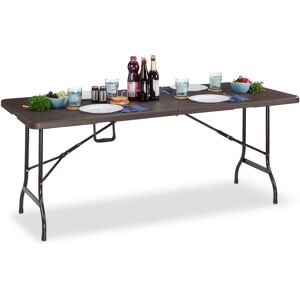 Relaxdays Garden Table - Foldable, Wooden Look, Metal & Plastic - 180x74x73 cm Relaxdays Garden Table - Foldable, Wooden Look, Metal & Plastic - 180x74x73 cm