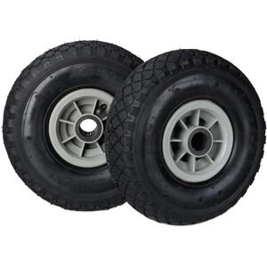 Relaxdays 2 Ruote in Gomma per Carriola - Diametro 26cm - Nero-Grigio - Set di Ruote Relaxdays 2 Ruote in Gomma per Carriola - Diametro 26cm - Nero-Grigio - Set di Ruote