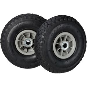 Relaxdays Set di Ruote - 3.00-4 per Carriola - Nero e Grigio Relaxdays Set di Ruote - 3.00-4 per Carriola - Nero e Grigio