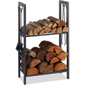 Relaxdays 100 x 60 x 30 cm firewood rack with hooks - Firewood Storage Steel Relaxdays 100 x 60 x 30 cm firewood rack with hooks - Firewood Storage Steel