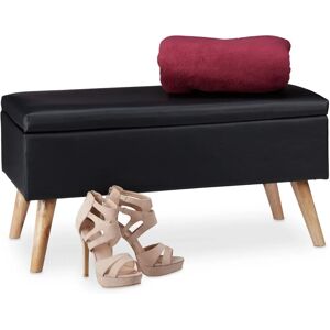 Relaxdays Storage Bench - 40L, Padded, Wooden Legs, Synthetic Leather Relaxdays Storage Bench - 40L, Padded, Wooden Legs, Synthetic Leather