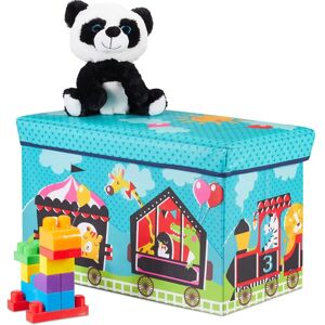 Relaxdays Storage Box - Circus Toy Chest & Stool - 50L, Turquoise Relaxdays Storage Box - Circus Toy Chest & Stool - 50L, Turquoise