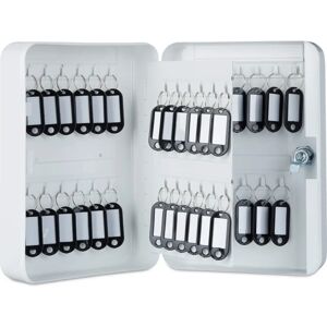 Relaxdays White Metal Key Cabinet - 48 Hooks Secure Storage Relaxdays White Metal Key Cabinet - 48 Hooks Secure Storage