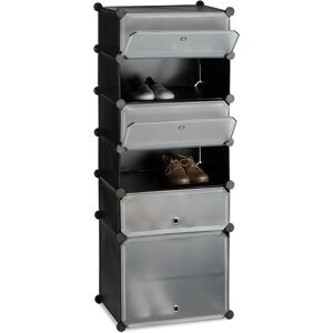 Relaxdays Plastic Shoe Rack 6 Compartments Modular Black - Shoe Storage Relaxdays Plastic Shoe Rack 6 Compartments Modular Black - Shoe Storage