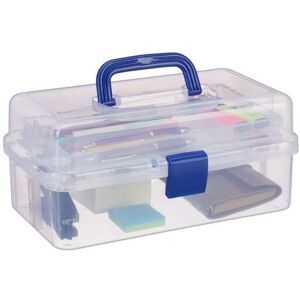 Relaxdays Boîte de Rangement - 9 Compartiments, Plastique Transparent, Bleu - Publicité Relaxdays Boîte de Rangement - 9 Compartiments, Plastique Transparent, Bleu - Publicité