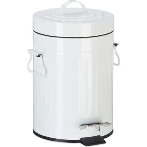 Relaxdays Vintage Pedal Trash Bin - 3/5/12L - White Relaxdays Vintage Pedal Trash Bin - 3/5/12L - White