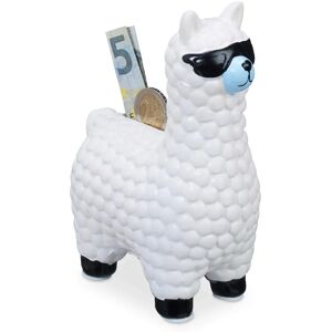Relaxdays White Ceramic Lama Piggy Bank - Coin and Bill Holder Relaxdays White Ceramic Lama Piggy Bank - Coin and Bill Holder