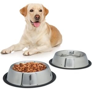 Relaxdays Dog Bowls - Set 2 Stainless Steel, Size L, 0.75L Relaxdays Dog Bowls - Set 2 Stainless Steel, Size L, 0.75L