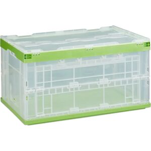Relaxdays Storage Box - 60L Foldable, Green, Stackable - Storage Relaxdays Storage Box - 60L Foldable, Green, Stackable - Storage