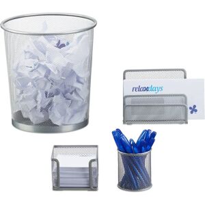 Relaxdays Silver Desk Organizer Set - 4 Pieces Relaxdays Silver Desk Organizer Set - 4 Pieces