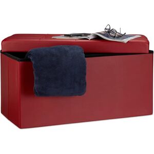 Relaxdays Storage Bench Dark Red - 2-Seater, Foldable, Synthetic Leather Relaxdays Storage Bench Dark Red - 2-Seater, Foldable, Synthetic Leather
