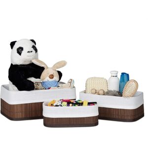 Relaxdays Bamboo Storage Box Set - Rectangular, Brown & White Relaxdays Bamboo Storage Box Set - Rectangular, Brown & White