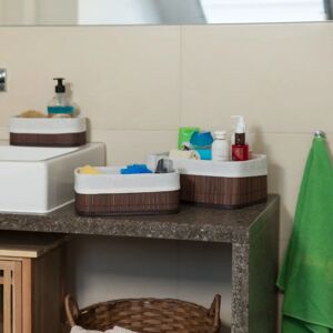 Relaxdays Bamboo Storage Box Set - Rectangular, Brown & White Relaxdays Bamboo Storage Box Set - Rectangular, Brown & White