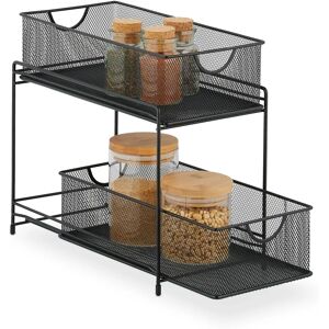 RELAXDAYS Black Kitchen Organizer with 2 Baskets - Kitchen Storage Solution RELAXDAYS Black Kitchen Organizer with 2 Baskets - Kitchen Storage Solution
