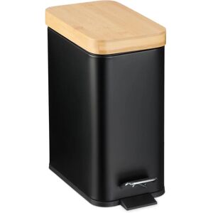 Relaxdays - Bamboo Lid Waste Bin 5L - Bathroom Trash Can Relaxdays - Bamboo Lid Waste Bin 5L - Bathroom Trash Can