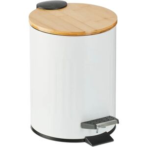 Relaxdays Bathroom Trash Bin 3L White - Soft Close, Pedal, Bamboo Lid Relaxdays Bathroom Trash Bin 3L White - Soft Close, Pedal, Bamboo Lid
