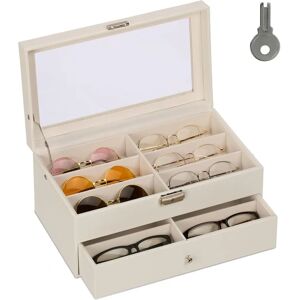 Relaxdays Organizer 12 Glasses Display Case Velvet Faux Leather Style Relaxdays Organizer 12 Glasses Display Case Velvet Faux Leather Style