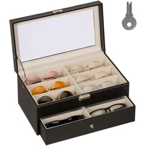 Relaxdays Glasses Organizer - 12 Pairs, Velvet, Glass Window - Glasses Type Relaxdays Glasses Organizer - 12 Pairs, Velvet, Glass Window - Glasses Type