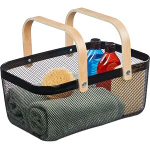 Relaxdays Storage Basket - Metal and Wood Design - 17.5cm Relaxdays Storage Basket - Metal and Wood Design - 17.5cm