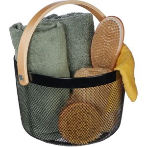 Relaxdays Storage Basket - Metal and Wood, Versatile, Black Relaxdays Storage Basket - Metal and Wood, Versatile, Black