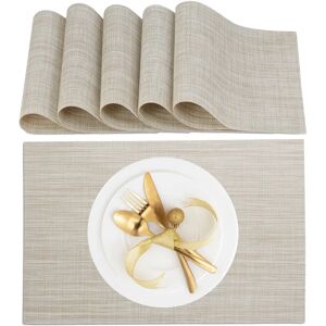 Relaxdays Set of 6 Placemats - 45x30 cm, Reusable Plastic, Cream Relaxdays Set of 6 Placemats - 45x30 cm, Reusable Plastic, Cream