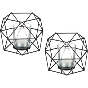 Relaxdays Candle Holders - Set of 2 - Geometric Design - Black Relaxdays Candle Holders - Set of 2 - Geometric Design - Black