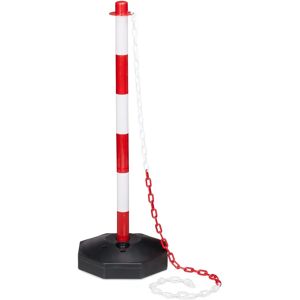 Relaxdays Parking Post with Chain - Red-White - Parking Barrier Relaxdays Parking Post with Chain - Red-White - Parking Barrier