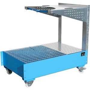 kaiserkraft Azul claro Acero 200L Barril Cuenca de recogida - Móvil kaiserkraft Azul claro Acero 200L Barril Cuenca de recogida - Móvil