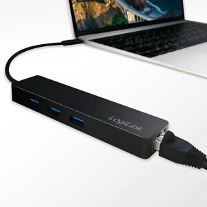 Hub USB-C LogiLink UA0313 - 3 Ports, Ethernet, Noir Hub USB-C LogiLink UA0313 - 3 Ports, Ethernet, Noir