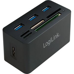 LogiLink USB Hub with Card Reader - Compact, 3 Ports, Black LogiLink USB Hub with Card Reader - Compact, 3 Ports, Black