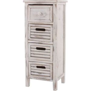 MENDLER - Commode Vintage en Bois avec 4 Tiroirs - Blanc MENDLER - Commode Vintage en Bois avec 4 Tiroirs - Blanc