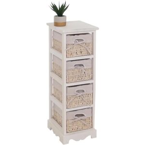 Étagère Vintage Blanche Mendler avec 4 Panier - Étagère avec Tiroirs - Publicité Étagère Vintage Blanche Mendler avec 4 Panier - Étagère avec Tiroirs - Publicité