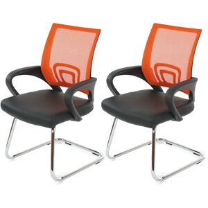 Chaise de Bureau Orange Mendler - Réseau Ergonomique & Simili Cuir - 92cm Chaise de Bureau Orange Mendler - Réseau Ergonomique & Simili Cuir - 92cm